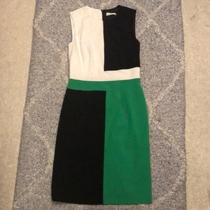 Calvin Klein Green color block geometric dress
